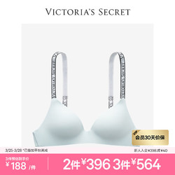 VICTORIA'S SECRET 维多利亚的秘密 薄衬垫logo舒适字母肩带无钢圈文胸胸罩女士内衣性感薄胸罩 48PF浅水蓝-薄1457 34B