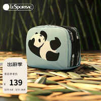 LeSportsac 乐播诗新款熊猫系列可爱手拿包mini女包化妆包收纳包礼物 蓝色翻滚熊猫