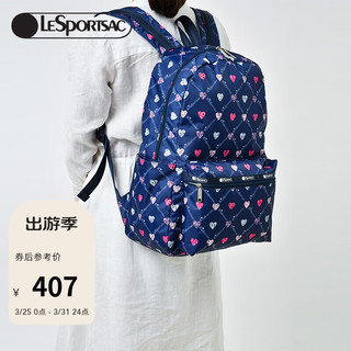 LeSportsac 乐播诗包包女包印花时尚休闲校园风双肩包旅行包书包礼物送女生 爱心菱格