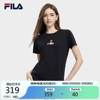 FILA 斐乐 官方女子短袖T恤2024夏季时尚运动兔子刺绣圆领丝柔棉套头衫