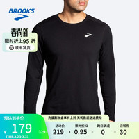 布鲁克斯（BROOKS）男套头上衣透气柔软跑步运动衣服卫衣长袖T恤速干 黑 M/175/104A