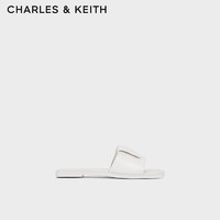 CHARLES&KEITH24春季简约方头一字平底拖鞋女SL1-71790025 White白色 35