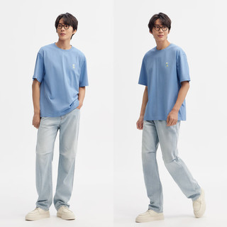 森马（Semir）牛仔裤男2024夏季复古做旧凉感宽松直筒裤时尚怀旧风长裤 牛仔黄泥染80325 27