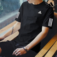 阿迪达斯 adidas）半袖T恤男装 2023夏新款休闲运动服健身训练跑步舒适透气短袖上衣 DU0859/快干透气 S