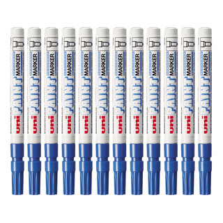 uni 三菱铅笔 PX-21 单头油性记号笔 蓝色 12支装