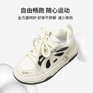 红蜻蜓男女童鞋2024春季运动鞋黑白经典撞色可爱熊猫板鞋韩版