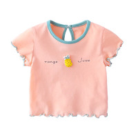 Yingyibei 赢一贝 宝宝短袖T恤夏季新生儿上衣洋气女童t恤半袖薄款1岁婴儿夏装衣服 粉色菠萝 90码适合80-90cm