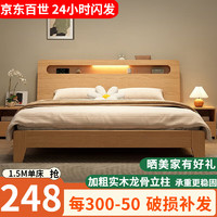 ZiLin 滋霖 床实木床双人床极简单人床出租房民宿床主卧大床 单床 1.5*2米