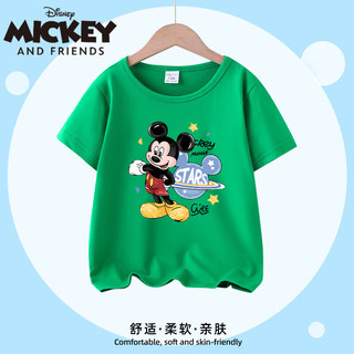 迪士尼（Disney）迪士尼儿童短袖T恤男女孩纯棉夏装2024韩范洋气宝宝半袖衣服 红色短袖/STARS 90cm