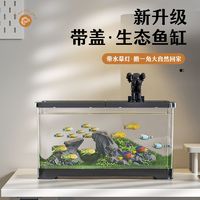宠小帅 鱼缸客厅小型新款生态造景桌面缸懒人养鱼龟水族箱超白塑料金鱼缸