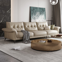 布雷尔 意式极简真皮沙发客厅组合简约现代头层牛皮小户型直排皮艺沙发TG