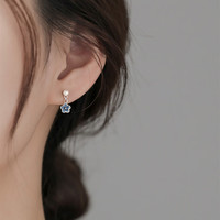 花朵耳钉女s925银针新款潮气质网红耳环小众设计感轻奢高级感耳饰 银色花朵耳钉