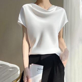 2024夏季新短款女法式领气质T恤简约短袖上衣 奶白色 XXL