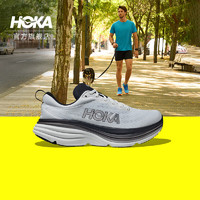 HOKA ONE ONE男款春夏邦代8公路跑鞋BONDI 8轻盈缓震回弹舒适防滑 黑色/白色-宽版 42