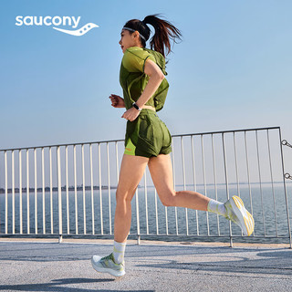 saucony 索康尼 浪潮2代跑鞋女中考体育转用鞋减震训练进阶跑步运动鞋子 白绿2 37.5