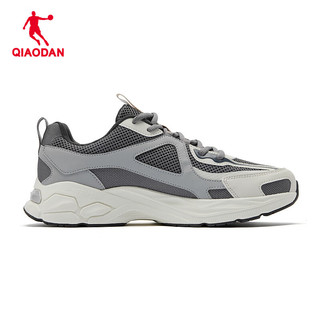 乔丹QIAODAN运动鞋男跑步鞋春夏轻速科技轻质减震舒适慢跑鞋 地质灰/象牙色 44.5