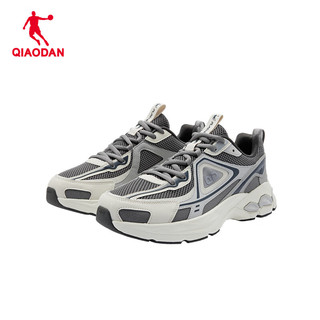 乔丹QIAODAN运动鞋男跑步鞋春夏轻速科技轻质减震舒适慢跑鞋 地质灰/象牙色 44.5