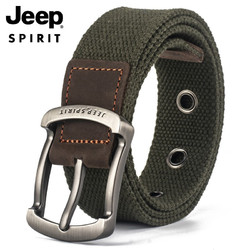 JEEP SPIRIT JEEP吉普皮带男士帆布腰带韩版潮流时尚裤腰带耐磨耐穿品牌皮带 BT0358军绿色 120CM