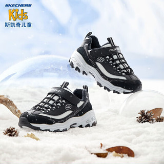 斯凯奇（Skechers）加绒女童鞋熊猫鞋魔术贴运动鞋休闲鞋大童老爹鞋 664062L-BKW 白色/黑色 32（200mm） 1