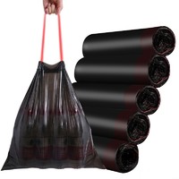 uBay 大垃圾袋大号加厚黑色抽绳垃圾袋50X55cm一次性塑料袋大容量