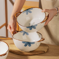 摩登主妇 家用汤碗双耳泡面碗家用2024新款日式汤盆大碗陶瓷面条碗