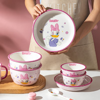 摩登主妇 迪士尼儿童碗盘餐具套装家用2024新款卡通可爱陶瓷米饭碗