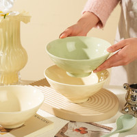 舍里 奶油风吃面碗家用简约陶瓷面条碗汤碗轻奢螺蛳粉斗笠碗