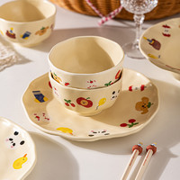 摩登主妇 动物派对新婚礼物餐具陶瓷饭碗盘筷子一人食家用碗碟套装