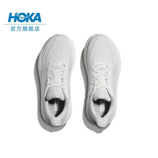 HOKA ONE ONE女款夏季克利夫顿9跑步鞋CLIFTON 9 C9缓震轻量防滑 白色/白色-宽版 36.5