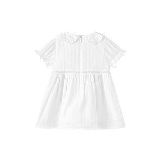 英氏童装连衣裙夏季短袖可爱女童小白裙纯棉2024 英氏白YRLCJ2Q281A 73cm