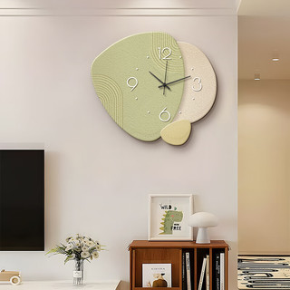 好久不见 石来运转客厅挂钟装饰画奶油风时尚家用挂墙钟表创意时钟
