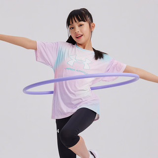 安德玛（Under Armour）童装2024年夏季心随舞动女大小童短T恤吸汗透气凉感T恤 粉色 160cm