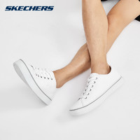 SKECHERS 斯凯奇 男鞋休闲帆布鞋男士运动日常通勤板鞋子小白鞋 白色/WHT 42