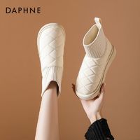 DAPHNE 达芙妮 加绒加厚雪地靴女2024新款冬季软底小白靴运动保暖棉鞋女