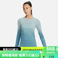 耐克（NIKE）Dri-FIT ADV女子长袖跑步上衣DX0297 034浅银/动感蓝 L