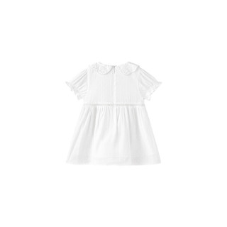 英氏童装连衣裙夏季短袖可爱女童小白裙纯棉2024 英氏白YRLCJ2Q281A 80cm