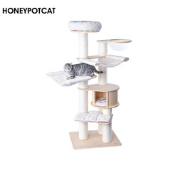 HONEYPOT CAT 蜜罐猫 猫爬架猫窝猫树一体 大型木质猫架 实木多层猫塔猫城堡 猫咪用品 de2501pro+