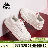 KAPPA卡帕女鞋新年板鞋子女2024春季厚底百搭休闲鞋运动小白鞋 经典白-元气橘 37