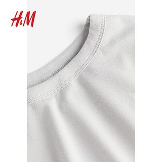 H&M2024年春季女装时尚休闲简约风修身长袖上衣T恤1158565 浅灰色014 155/76A XXS