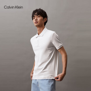 Calvin Klein Jeans24春夏男士纯棉双面针织印花休闲短袖POLO衫J326333 PC8-银河灰 XL