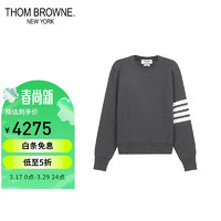 THOM BROWNE. 汤姆 布朗男士棉质圆领长袖针织衫中灰色白色 MKA202A 00219 035 5