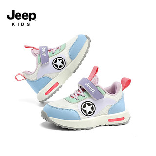 Jeep吉普儿童运动鞋轻便跑步鞋软底女童2024春季学步鞋男童鞋子 粉紫 29码 鞋内长约18.2cm