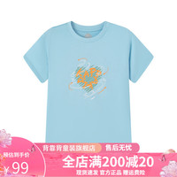 Kappa Kids卡帕儿童夏季多色百搭元气卡通男女童中大童短袖纯棉 浅蓝   150