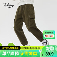 迪士尼（Disney）童装女童天丝花苞裤春秋儿童牛仔裤宝宝长裤裤子 军绿-男 100cm(体重24-32斤左右)