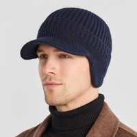 TINGYIN 町音 男士加厚毛线帽 秋冬季户外保暖针织帽护耳 藏青色