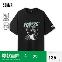 森马（Semir）大力水手短袖T恤男2024夏季凉感抑菌印花上衣 黑色90001 185/100A/XXL