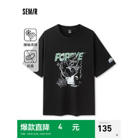 森马（Semir）大力水手短袖T恤男2024夏季凉感抑菌印花上衣 黑色90001 165/84A/S