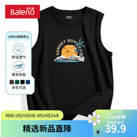 班尼路纯棉背心男2024夏季休闲透气ins风时尚百搭户外运动日系无袖体恤 【纯棉】-黑#MB海滩故事 4XL【真纯棉 100%的棉】