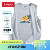 班尼路纯棉背心男2024夏季休闲透气ins风时尚百搭户外运动日系无袖体恤 【纯棉】-灰#MB海滩故事 3XL【宽松显瘦 休闲百搭】