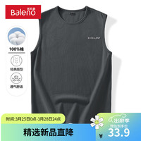 班尼路纯棉背心男2024春夏季美式圆领无袖休闲宽松潮流青少年坎肩潮 【纯棉】-中灰#MBE条标X L【100%纯棉 亲肤透气】